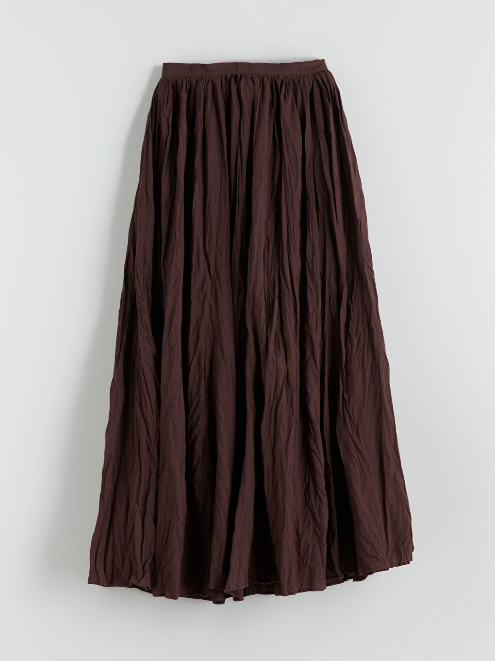 Kahverengi Beli Fermuarlı Kloş Etek-4