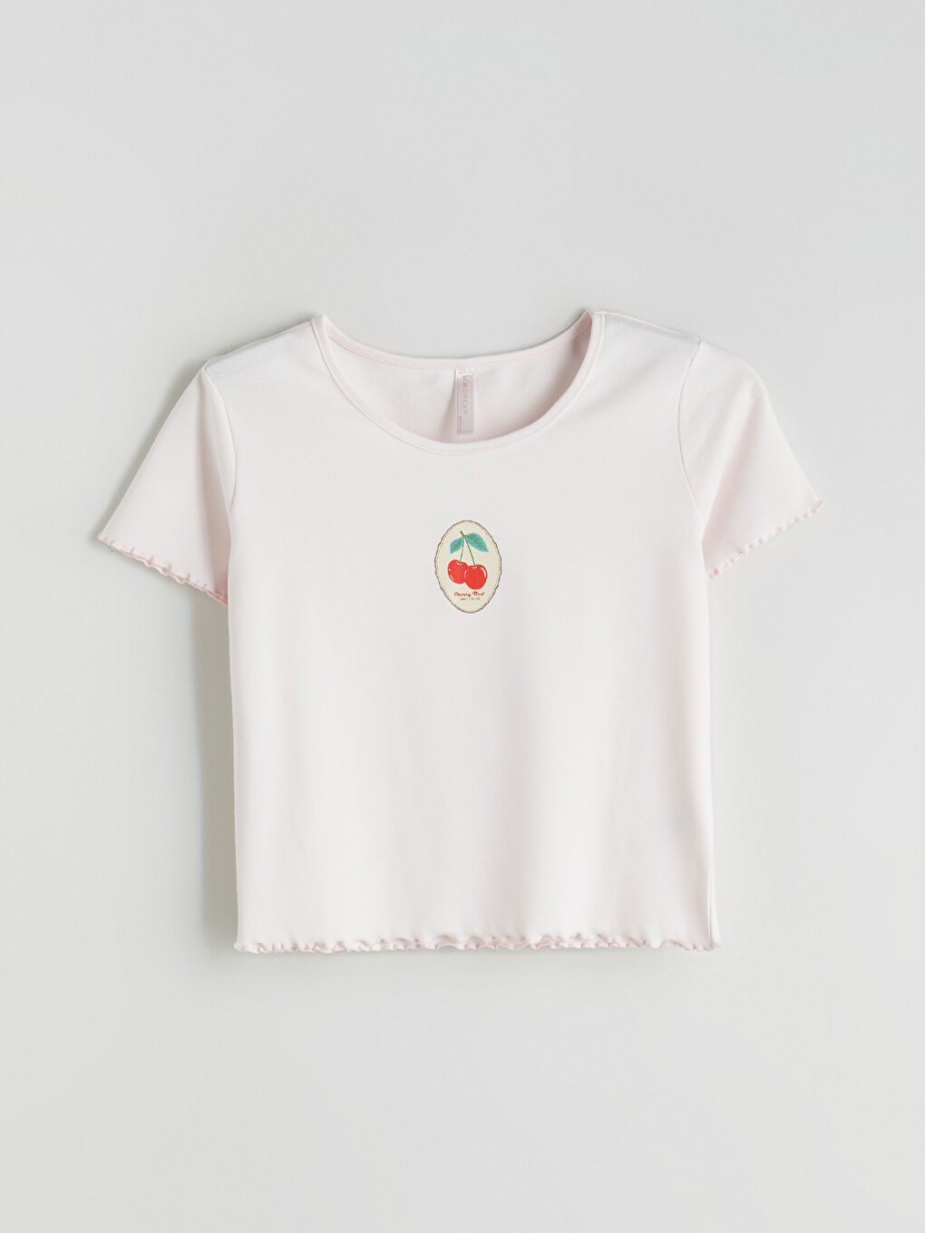 Kırmızı Bisiklet Yaka Kiraz Baskılı Kadın Pijama Takımı-5