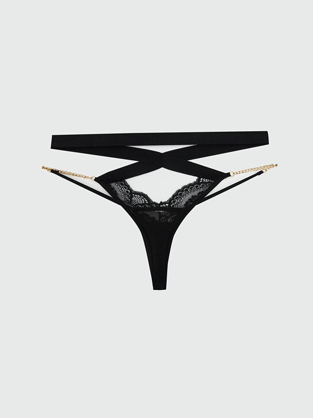 Siyah Dantelli Fantezi Tanga Külot-1
