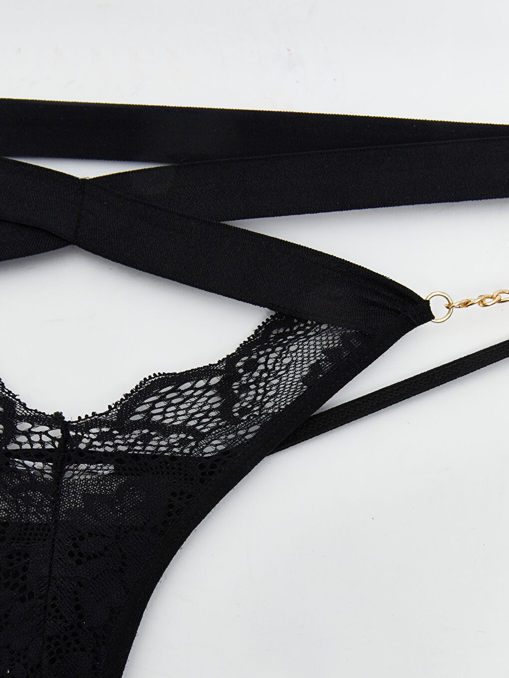 Siyah Dantelli Fantezi Tanga Külot-2
