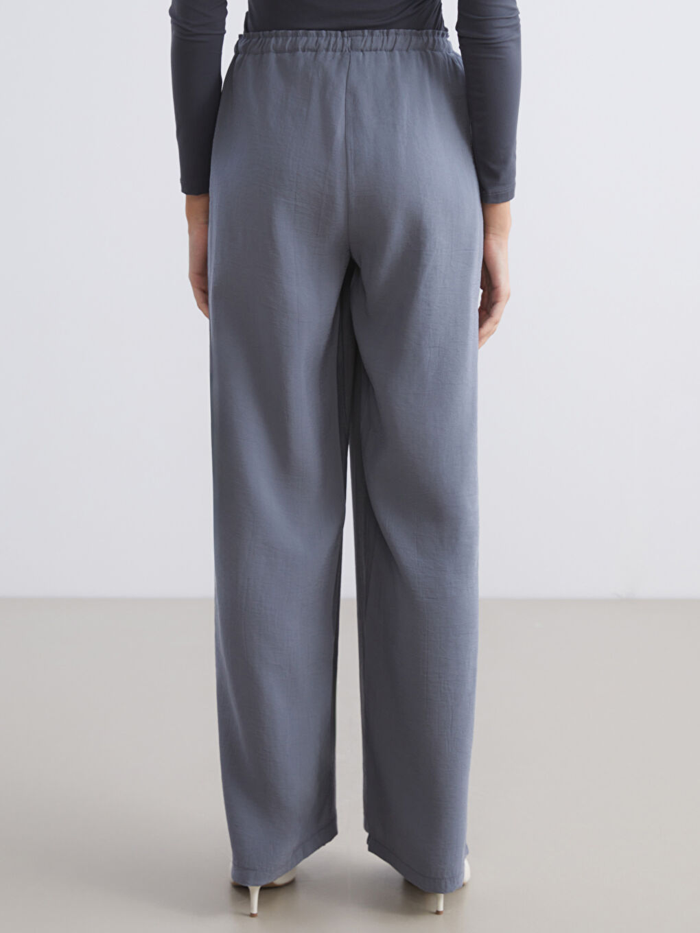 Gri Beli Lastikli Modal Karışımlı Kadın Pantolon-7