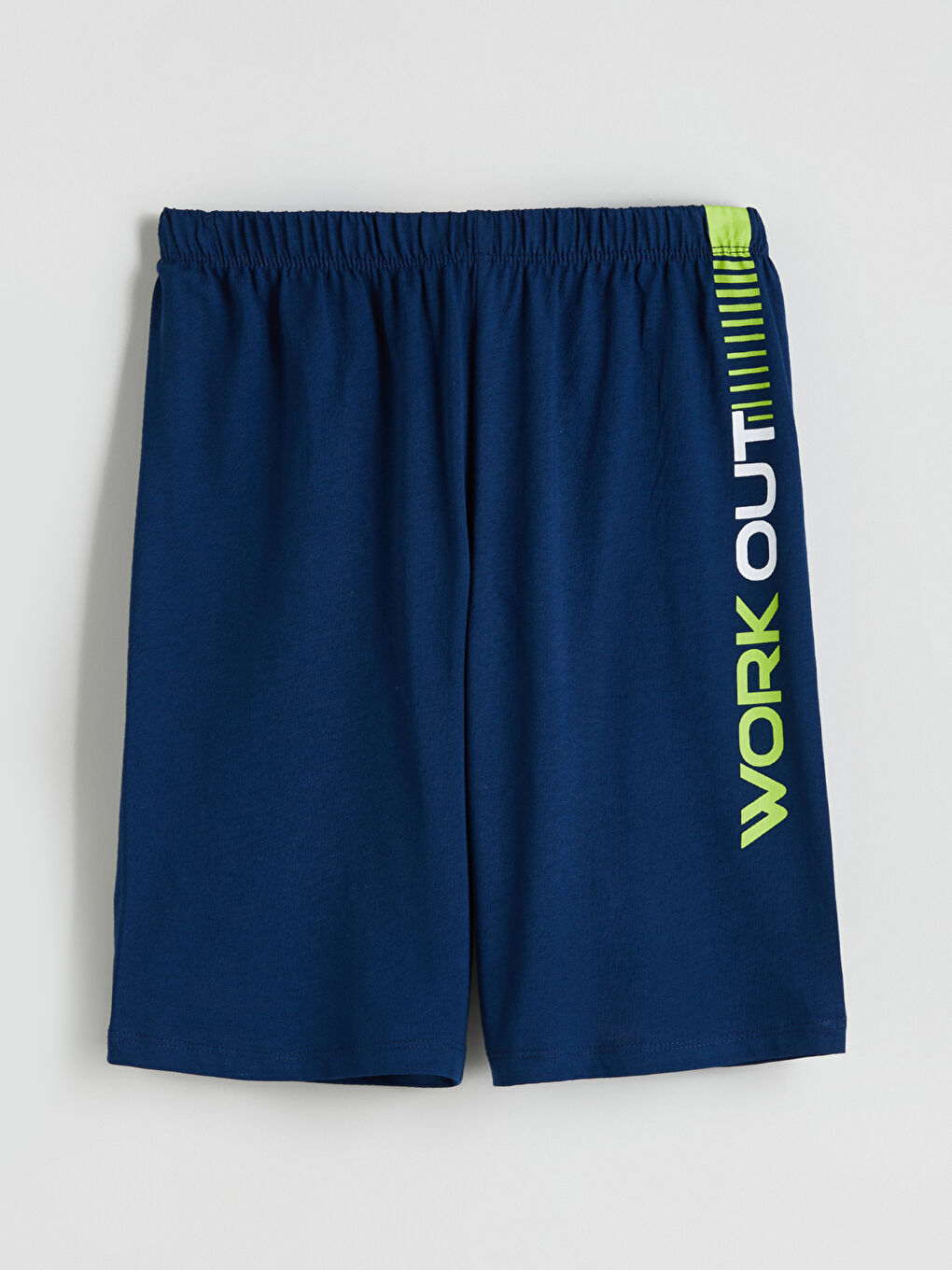 Lacivert Beli Lastikli Baskılı Erkek Çocuk Şort 2'li-1