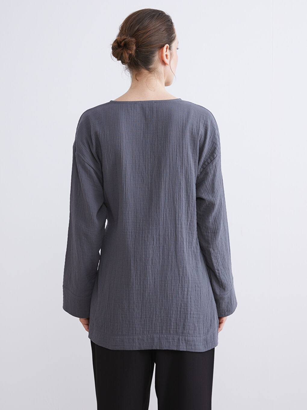 Double Breasted Textured Women's Kimono-3