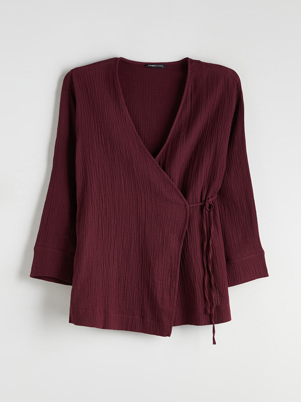 Bordo Kruvaze Yaka Dokulu Kadın Kimono-4