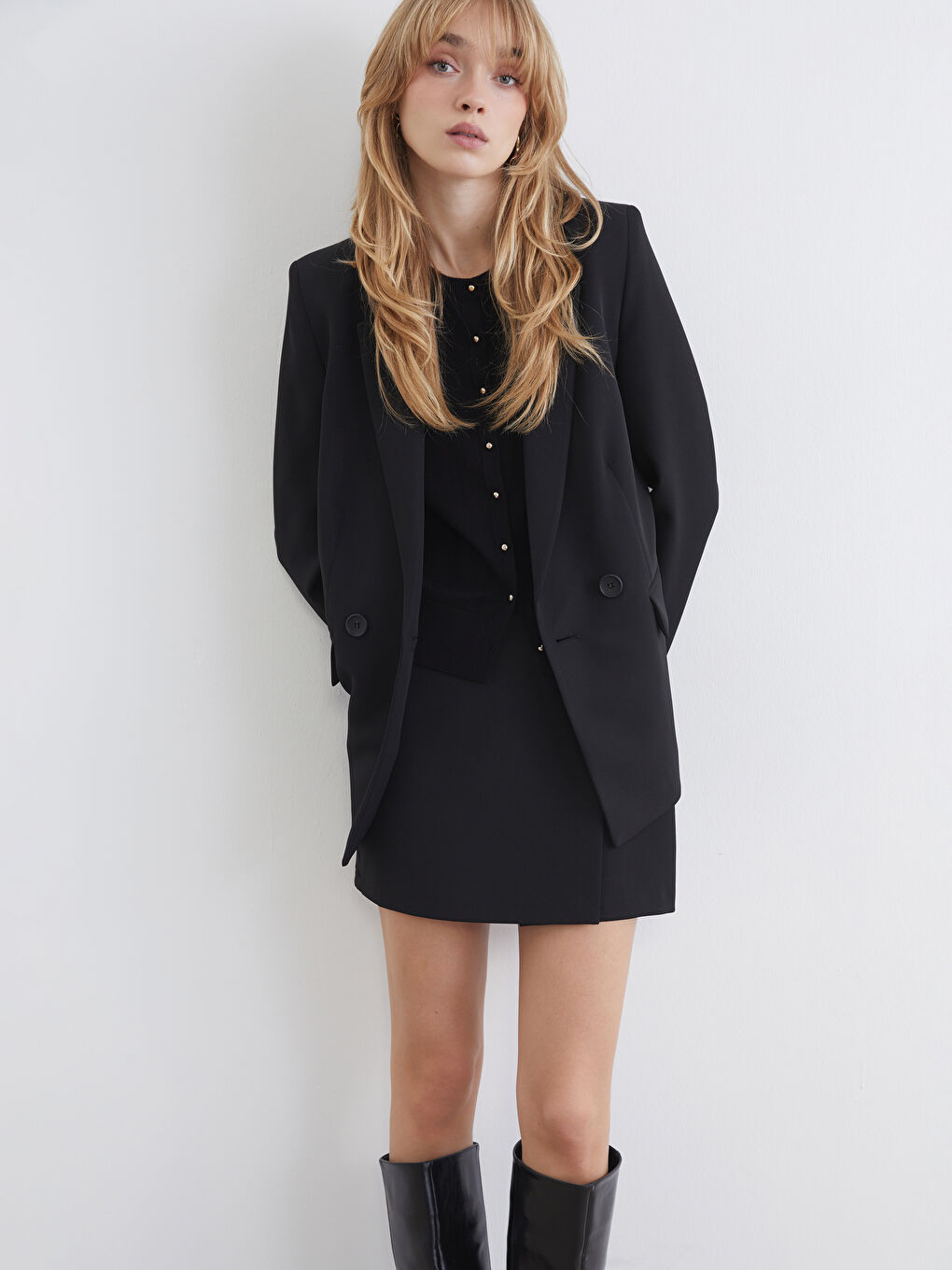 Siyah Kadın Krep Blazer Ceket