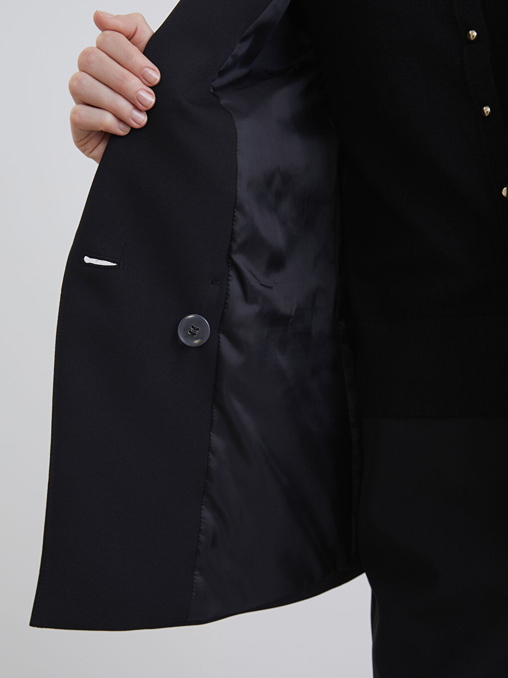 Siyah Kadın Krep Blazer Ceket-2