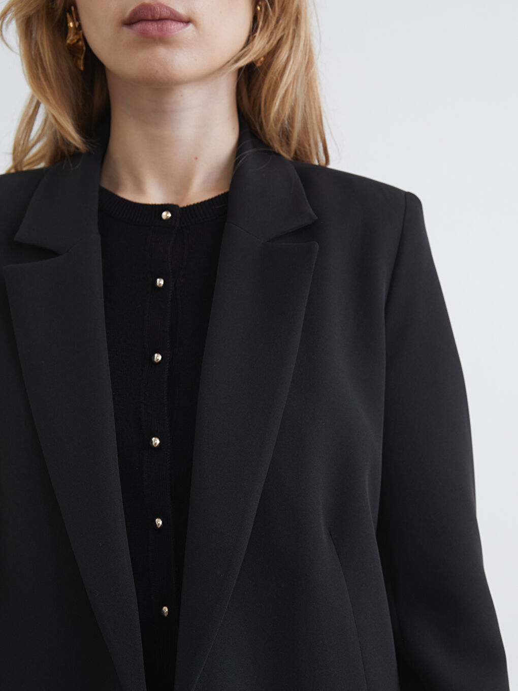 Siyah Kadın Krep Blazer Ceket-3