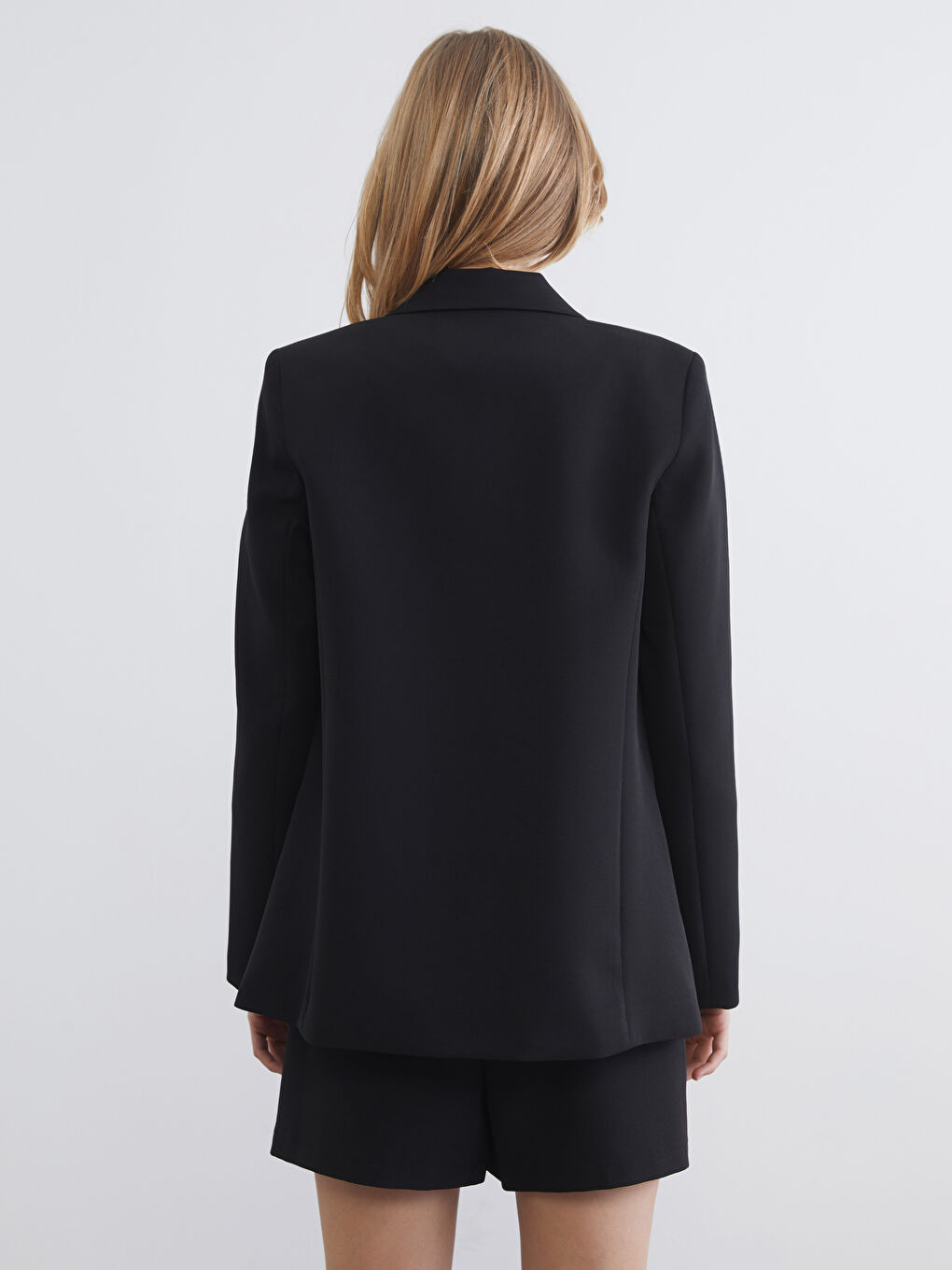 Siyah Kadın Krep Blazer Ceket-4