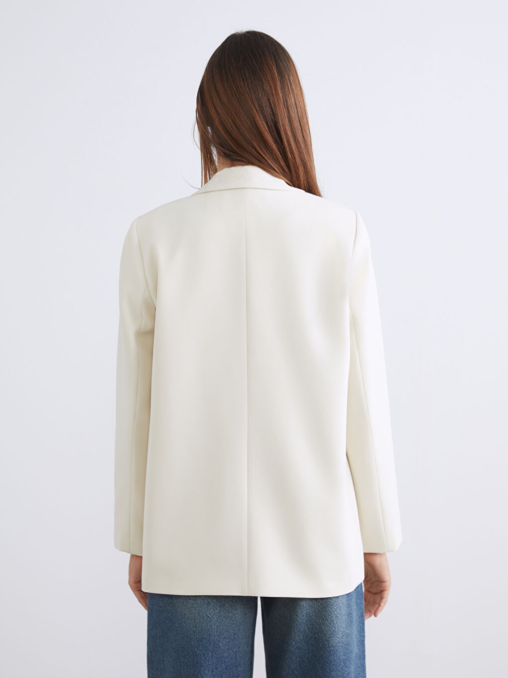 Bej Krep Kadın Blazer Ceket-3