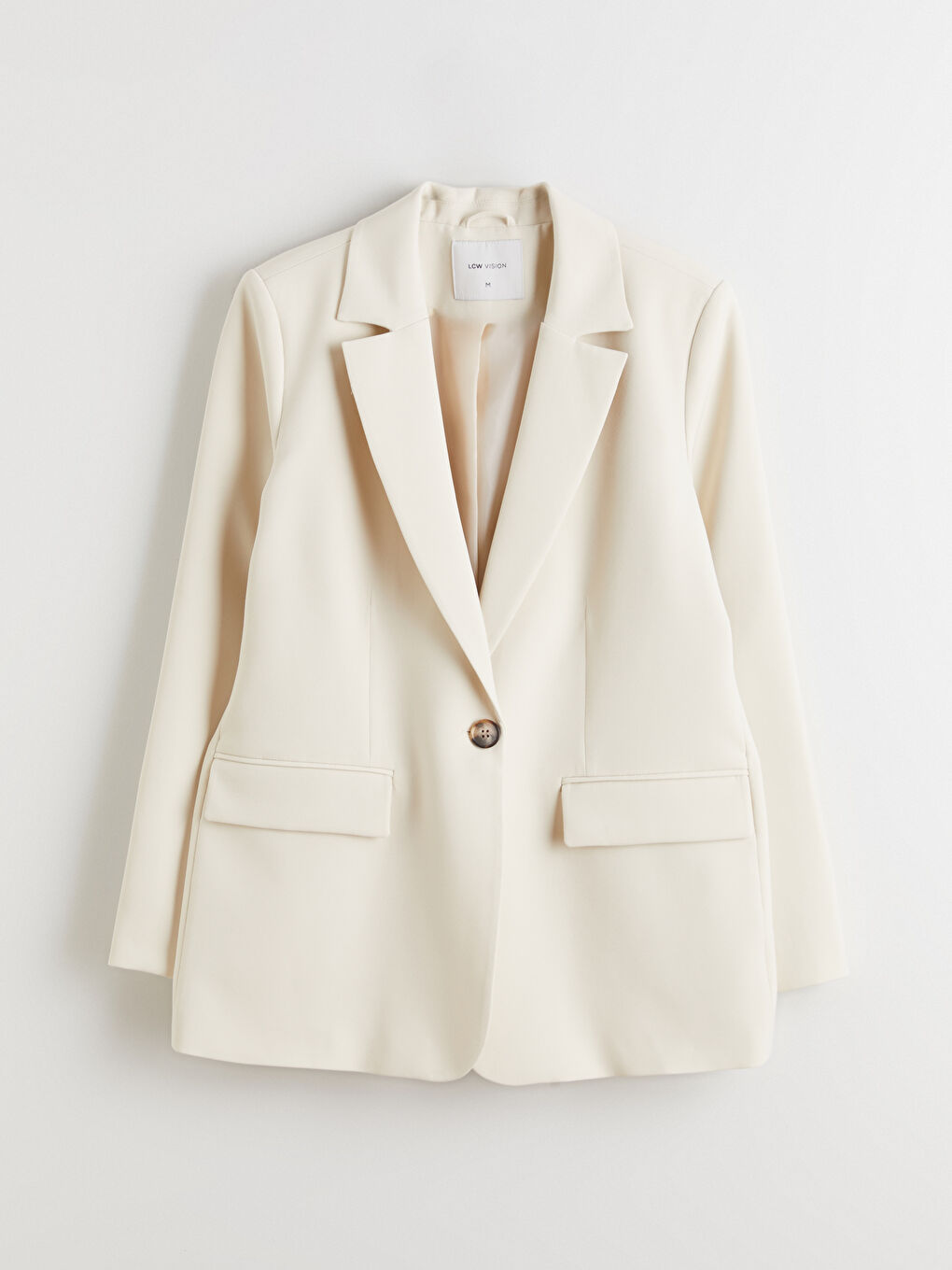 Bej Krep Kadın Blazer Ceket-4