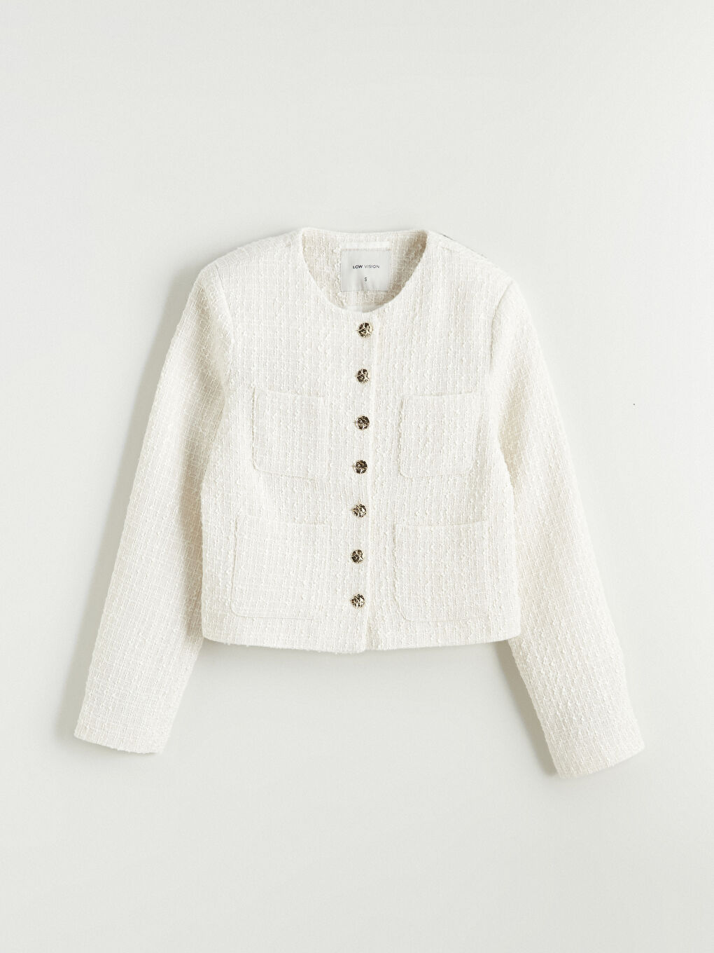 Ekru Bisiklet Yaka Kadın Tüvit Ceket-4