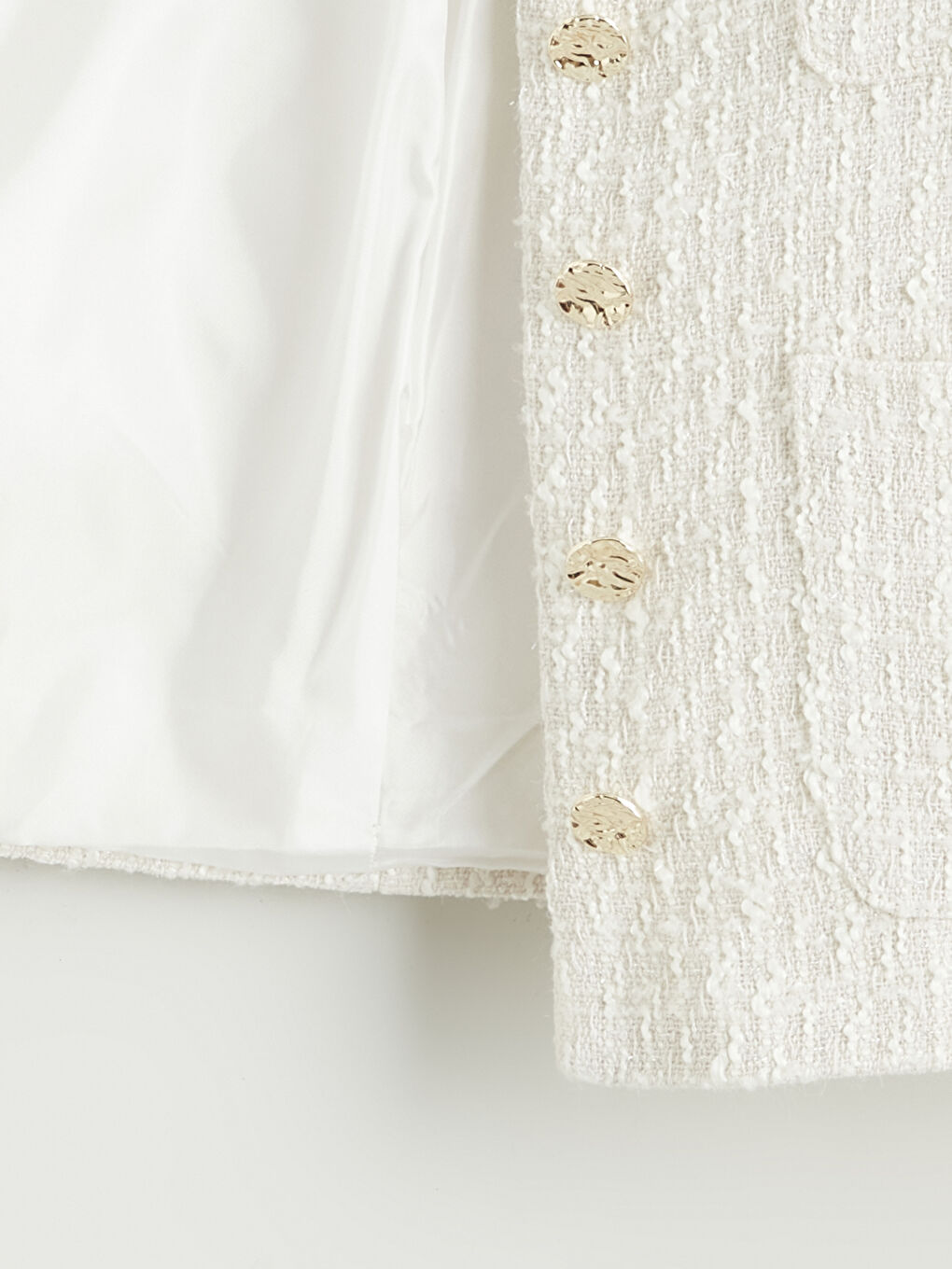 Ekru Bisiklet Yaka Kadın Tüvit Ceket-6