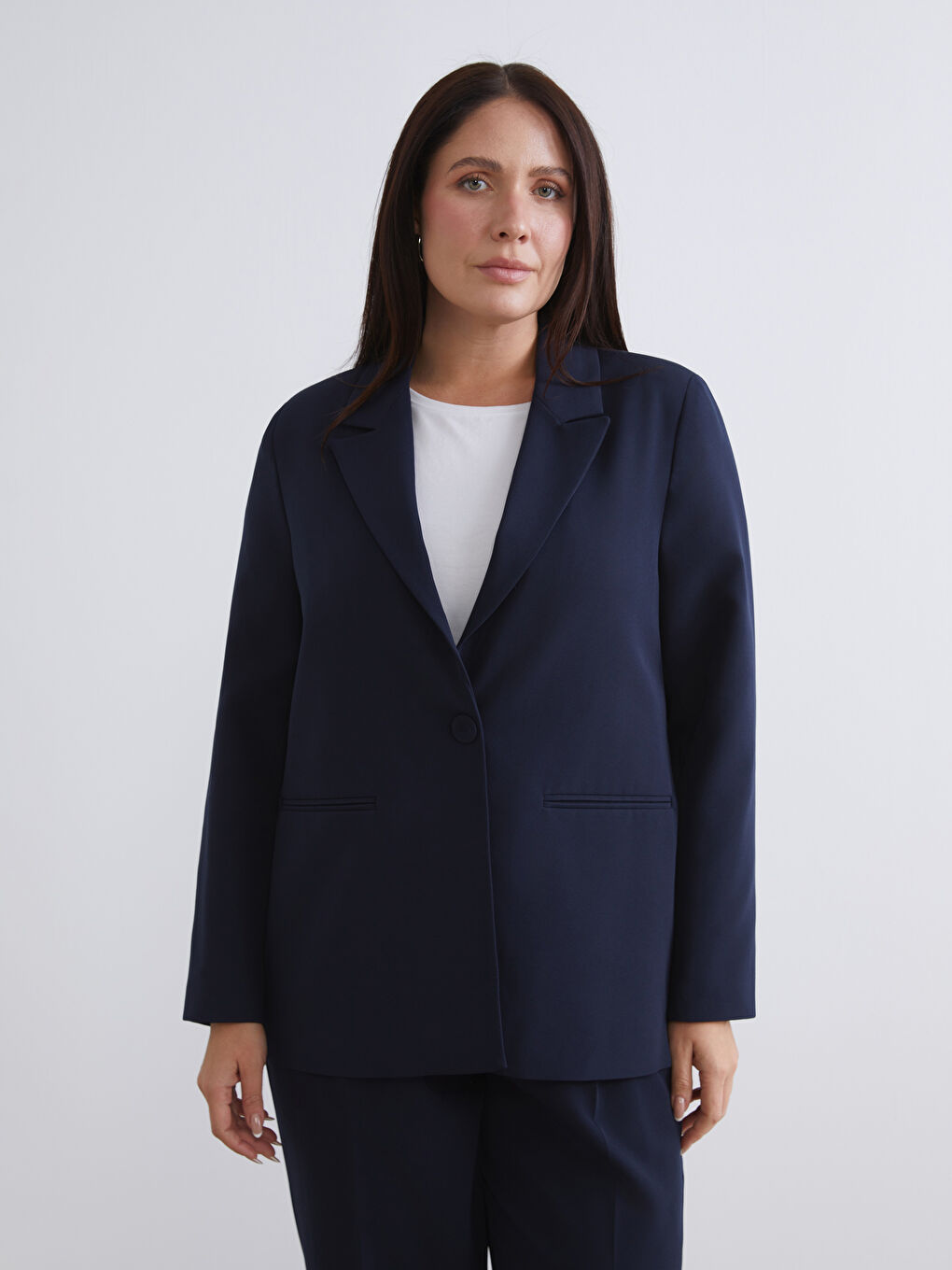 Lacivert Kadın Blazer Ceket-1