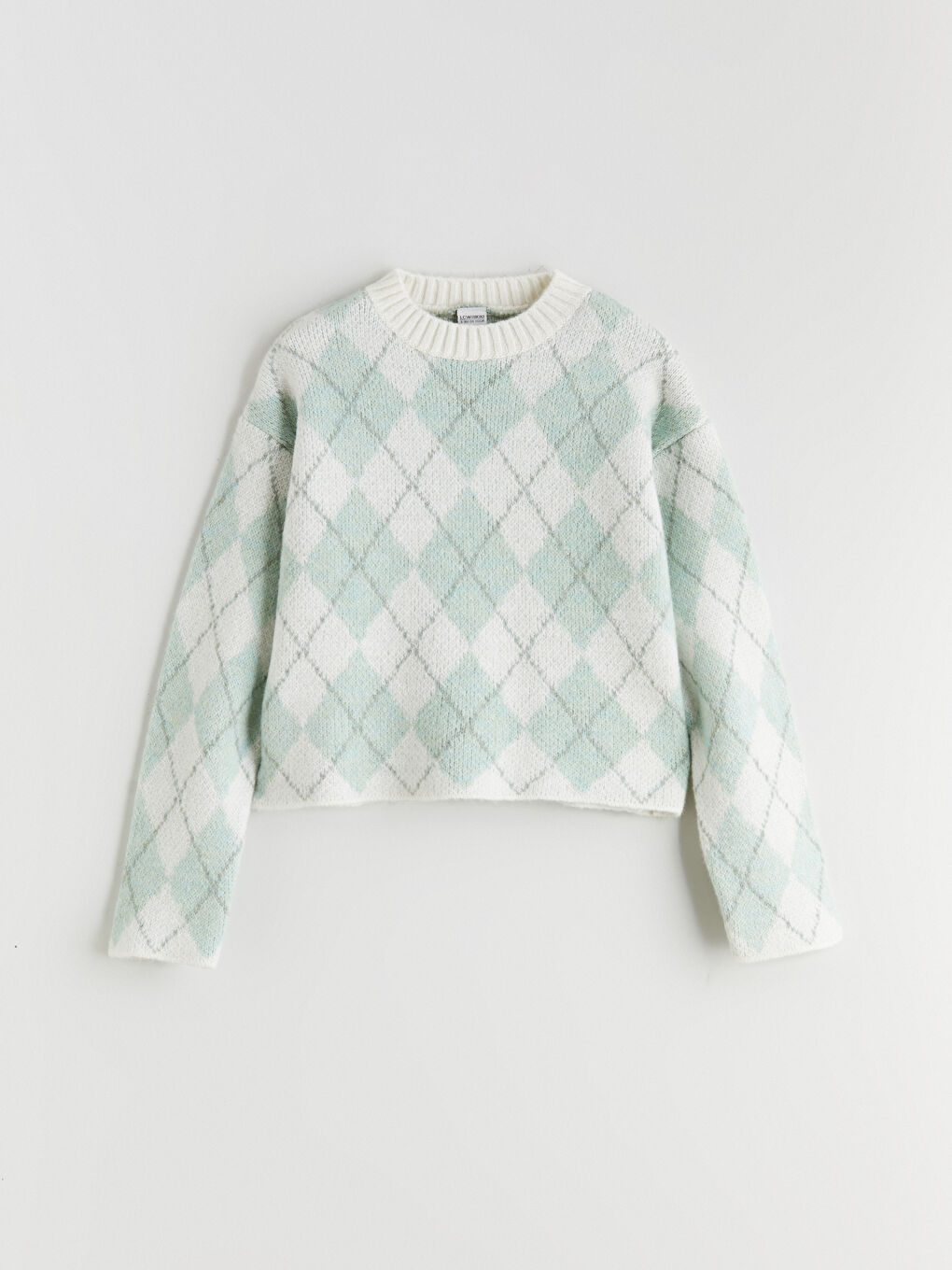 Ekru Bisiklet Yaka Kız Çocuk Triko Kazak