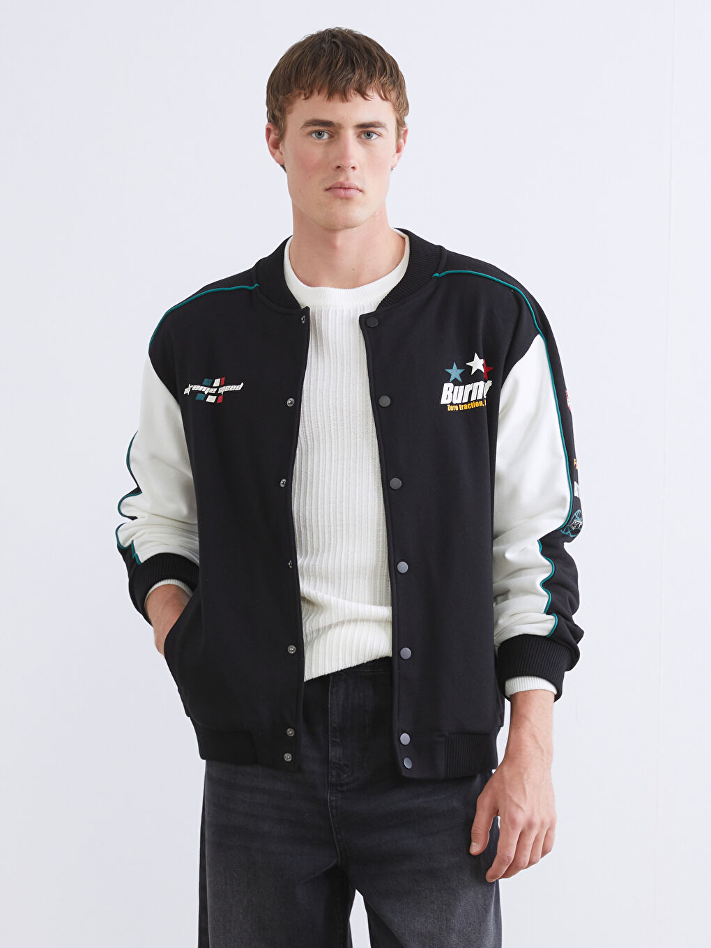 Regular Fit Long Sleeve Men's College Jacket-2