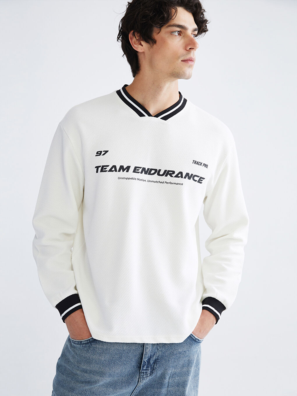V Neck Long Sleeve Men's Sweatshirt