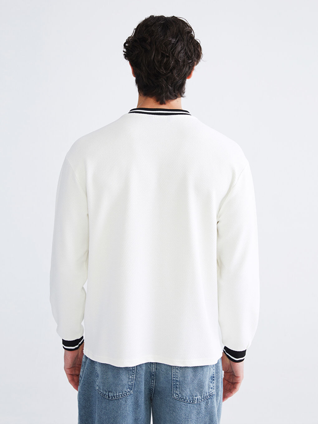 V Neck Long Sleeve Men's Sweatshirt-3