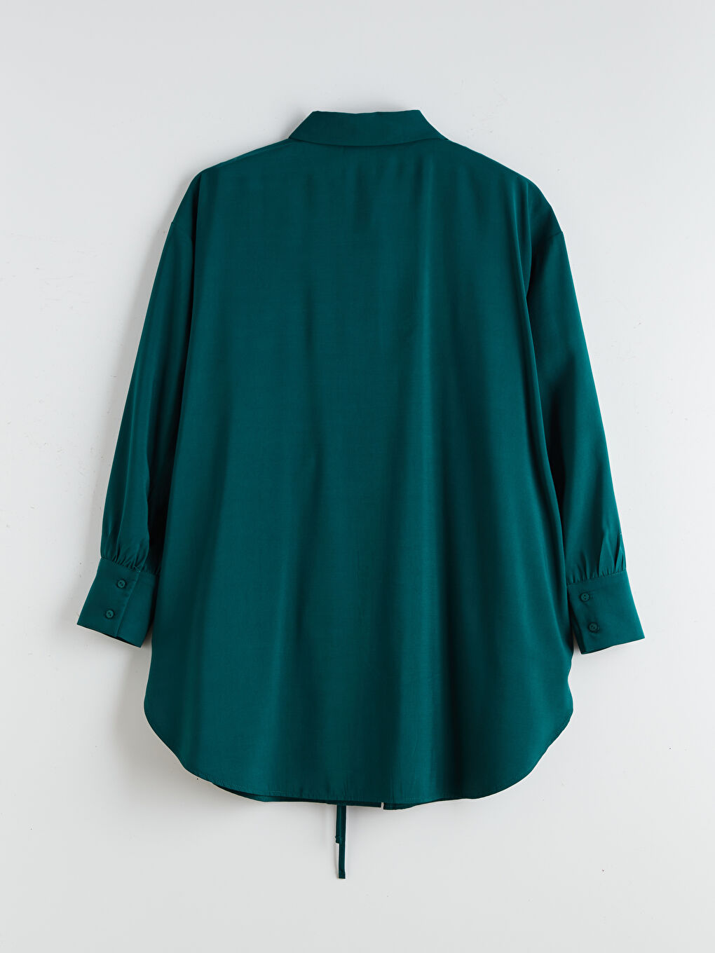 Yeşil Bağlama Detaylı Kadın Gömlek Tunik-7