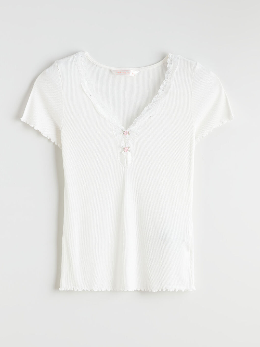 Pembe V Yaka Çizgili Kadın Pijama Takımı-5