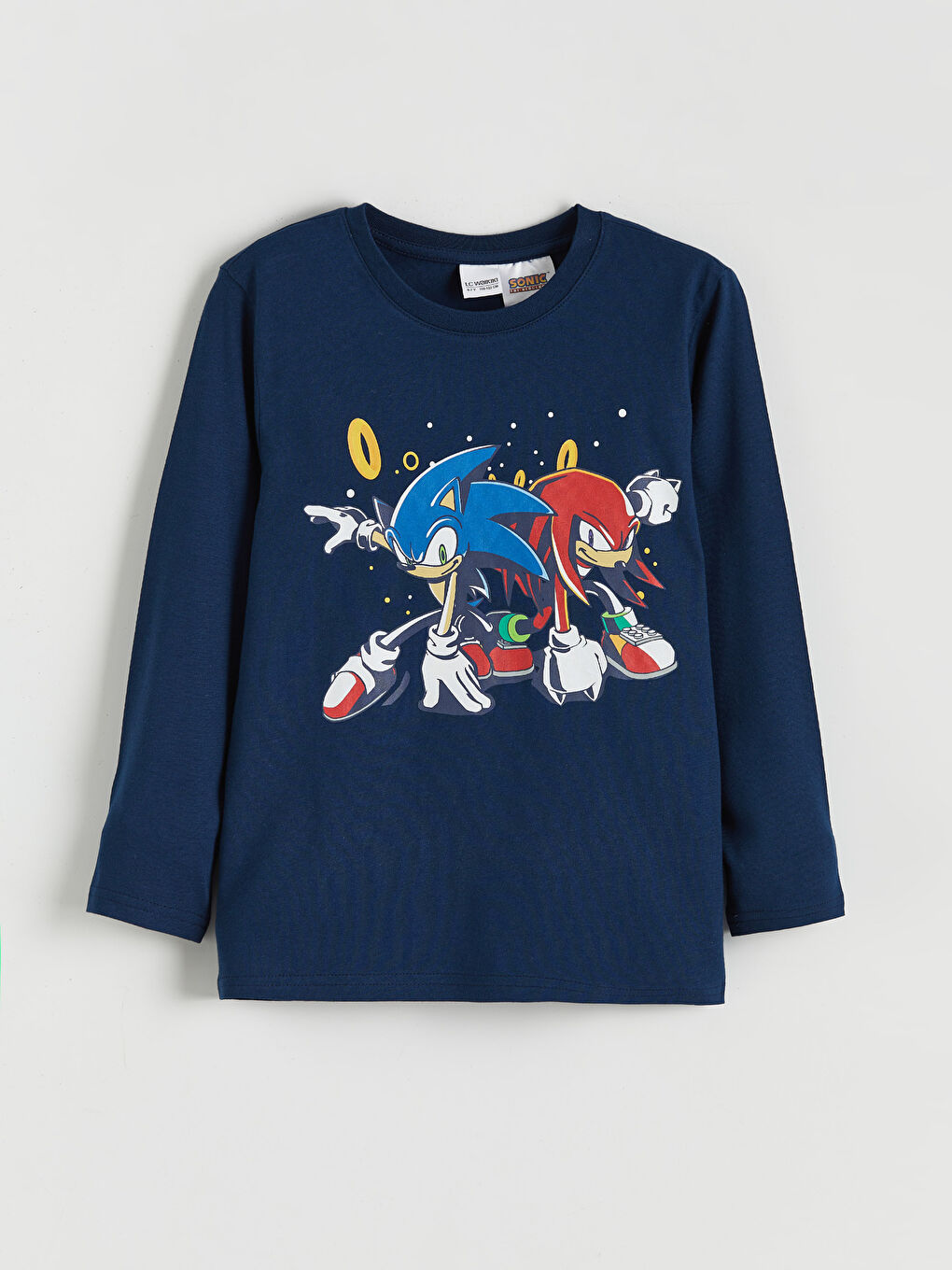 Lacivert Bisiklet Yaka Sonic Baskılı Erkek Çocuk Pijama Takımı-1