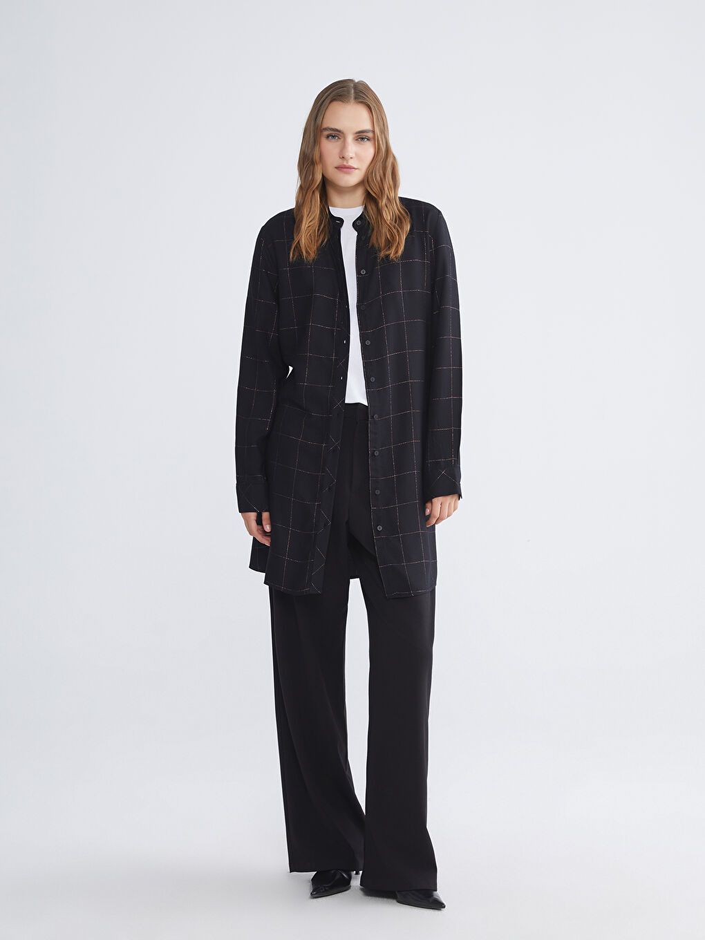 Plaid Women's Shirt Tunic-1