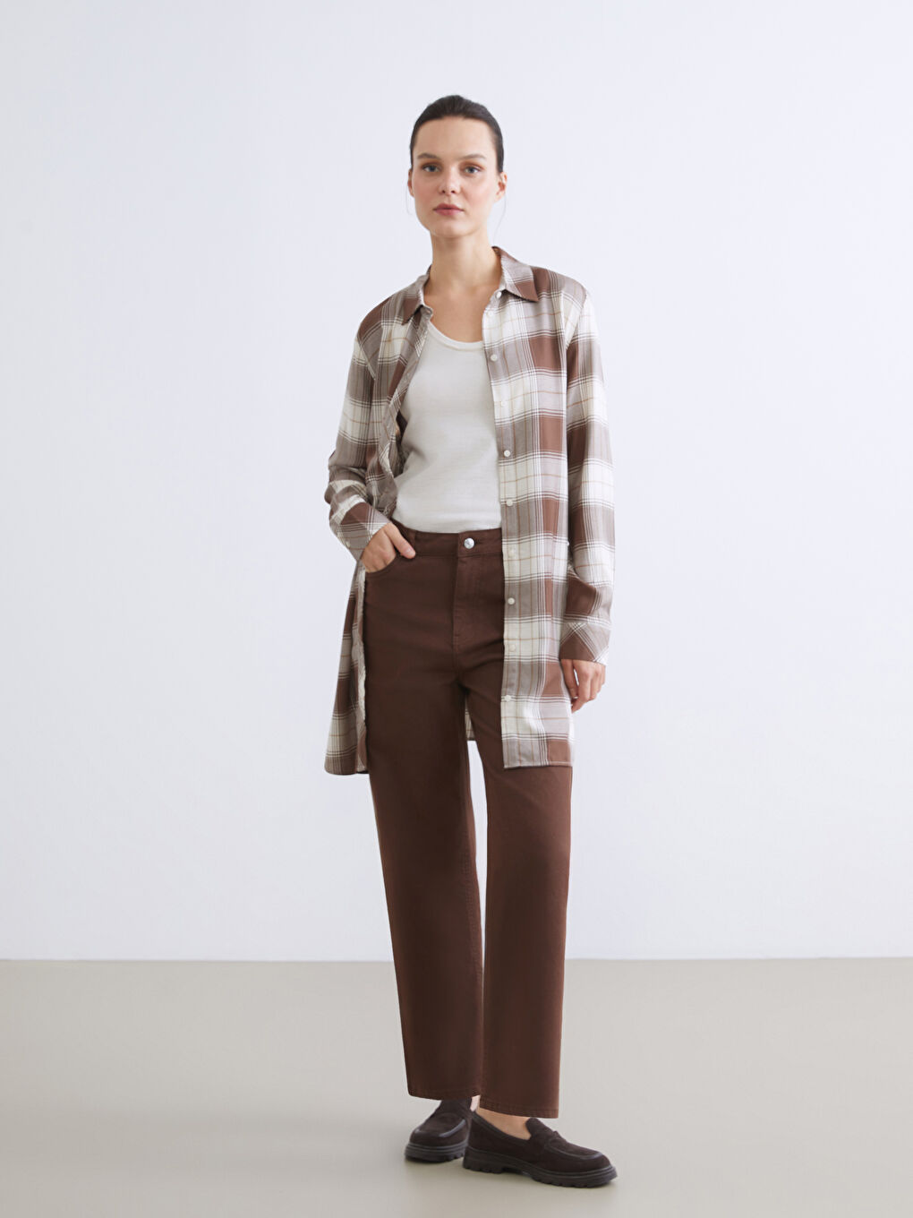 Plaid Women's Shirt Tunic-1