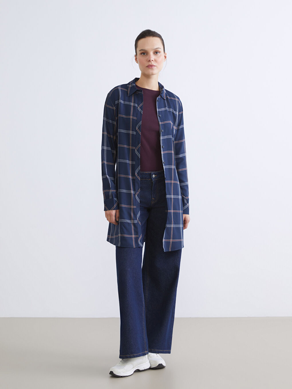 Plaid Women's Shirt Tunic-1