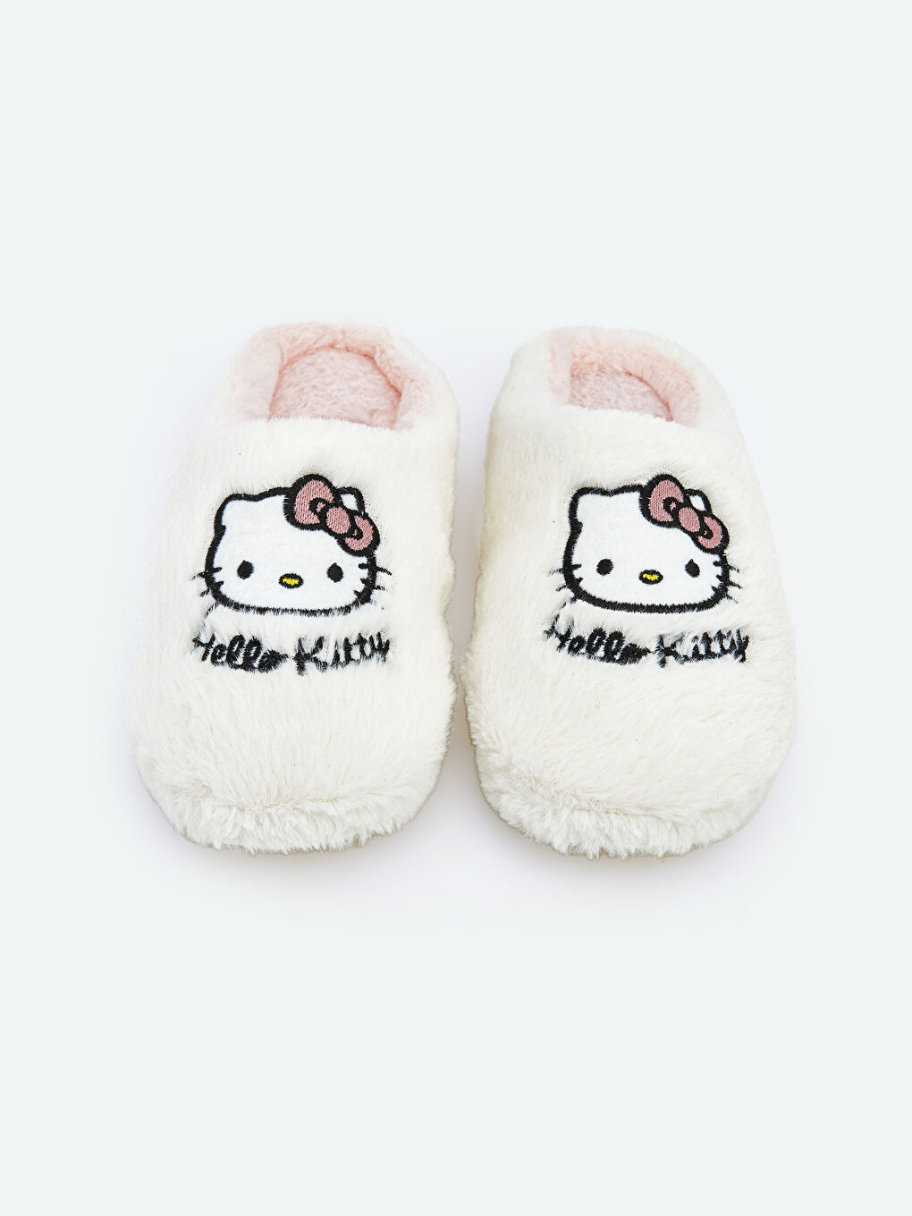 Beyaz Hello Kitty Nakışlı Kız Çocuk Pelüş Ev Terliği-2