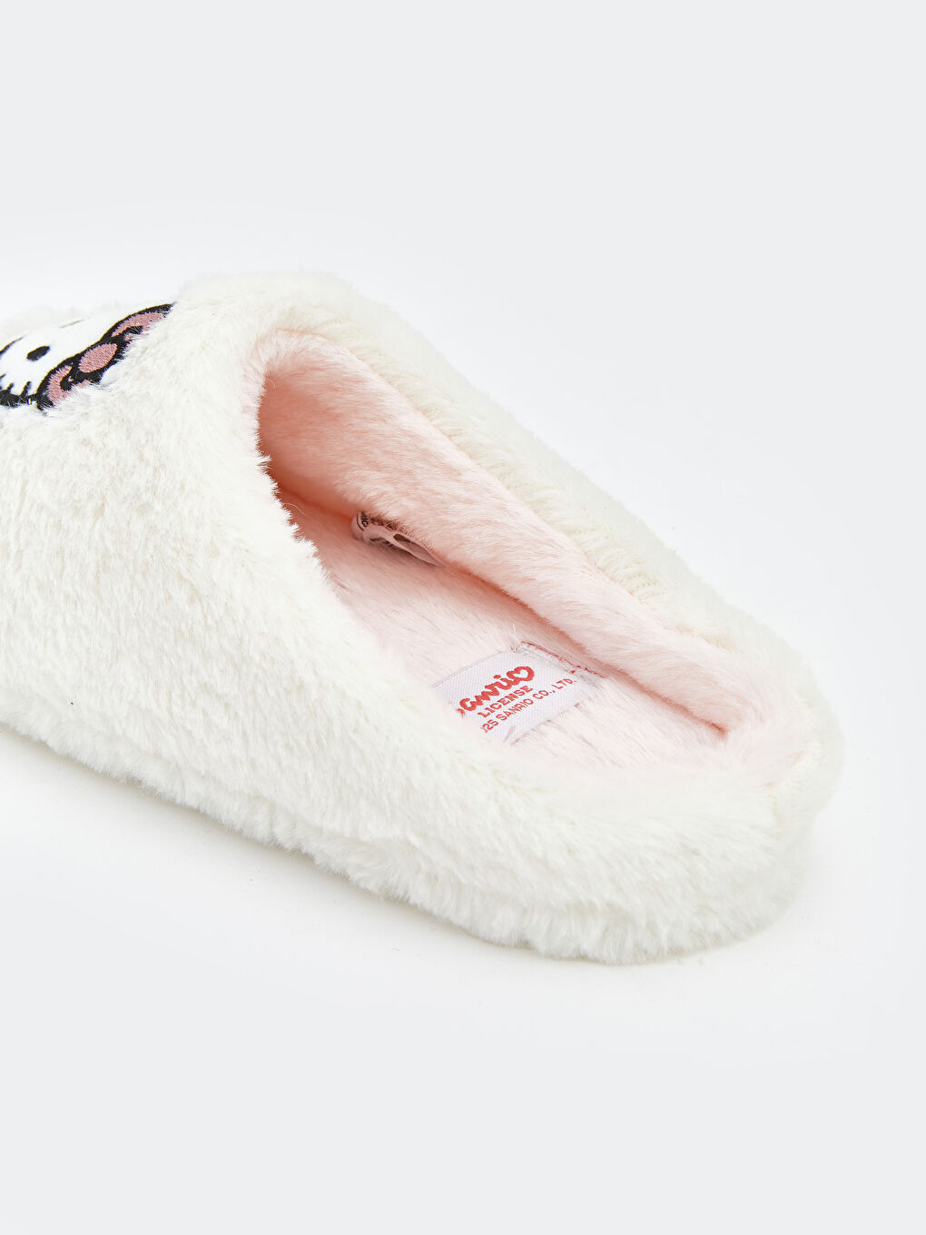 Beyaz Hello Kitty Nakışlı Kız Çocuk Pelüş Ev Terliği-4