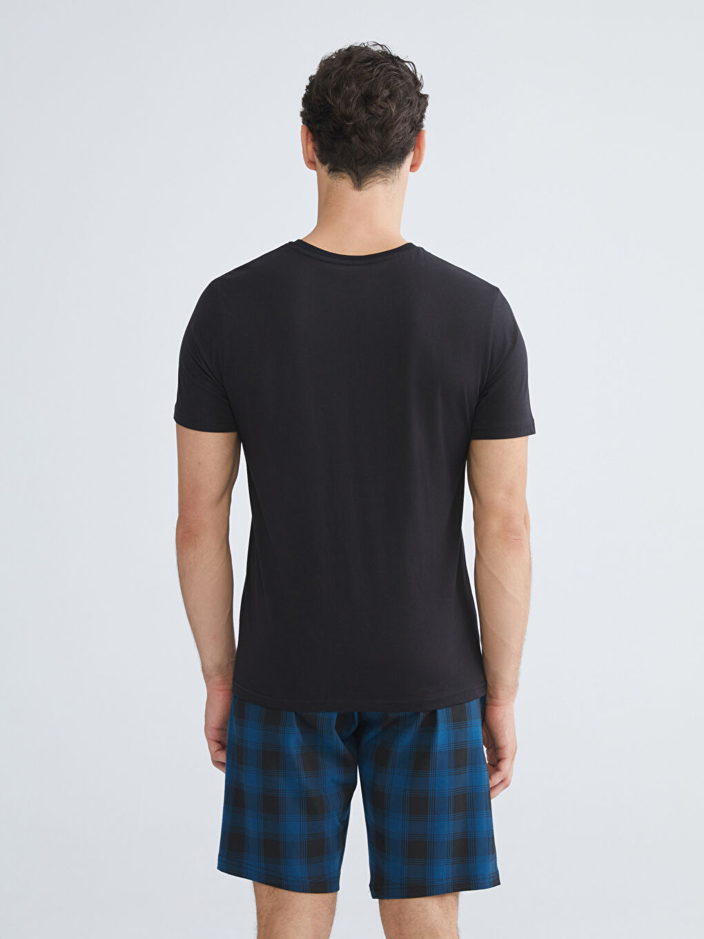 Siyah Bisiklet Yaka Erkek Pijama Takımı 3'lü Takım-5