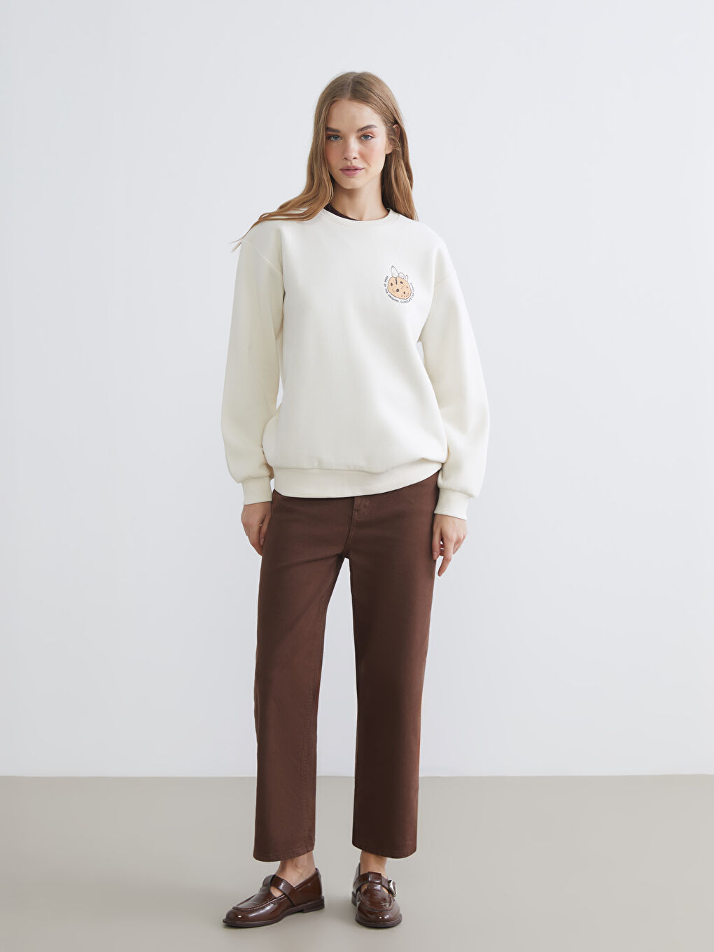 Snoopy Printed Oversize Women's Thick Sweatshirt-1