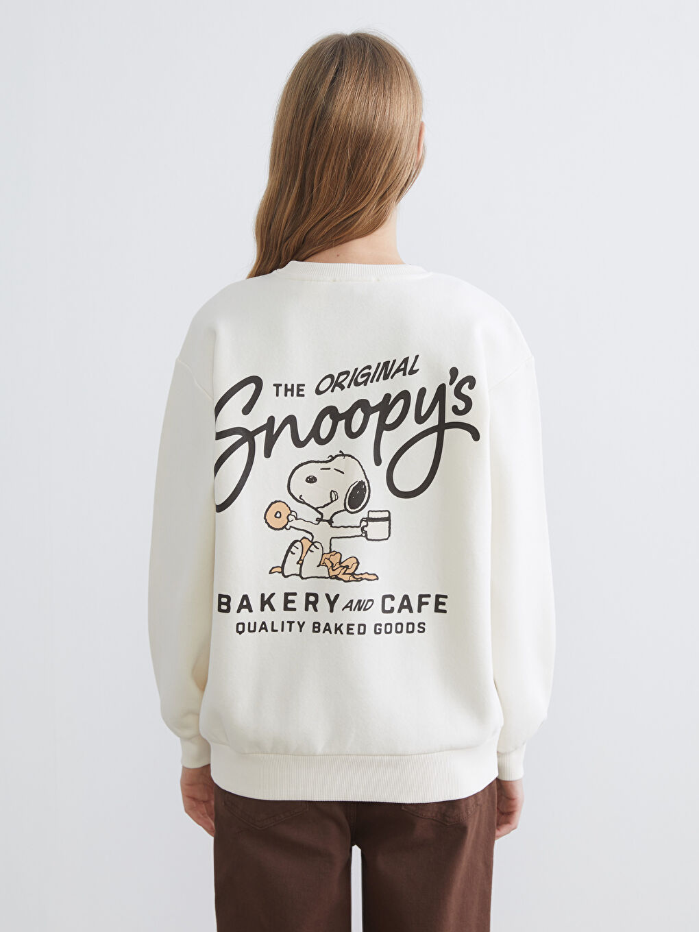 Snoopy Printed Oversize Women's Thick Sweatshirt-3