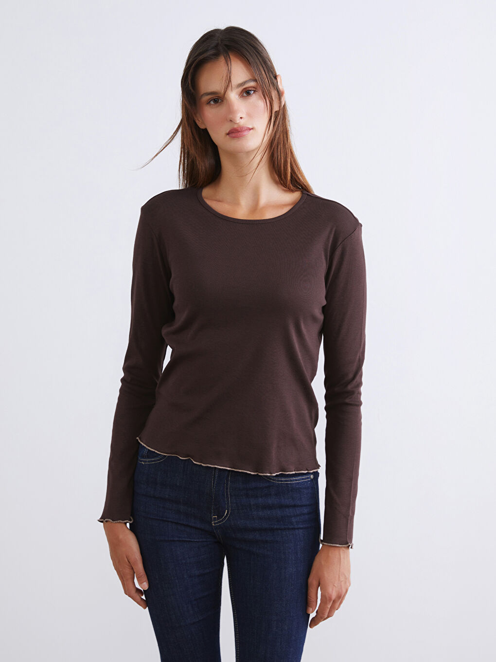 Bej Bisiklet Yaka Kadın Body 2'li-1