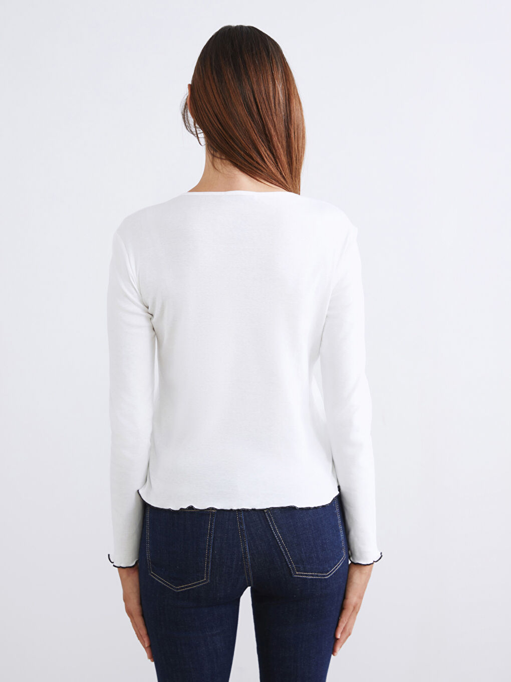 Beyaz Bisiklet Yaka Kadın Body 2'li-7