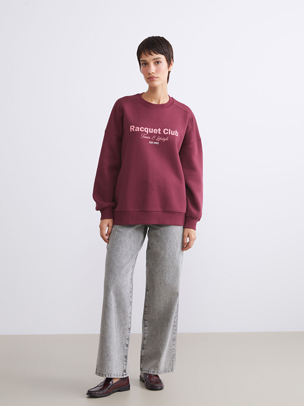 Printed Oversize Women's Thick Sweatshirt-1