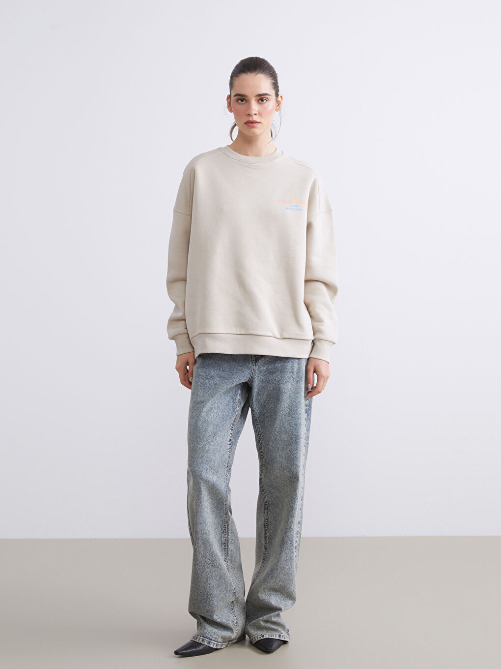 Printed Oversize Women's Thick Sweatshirt-1
