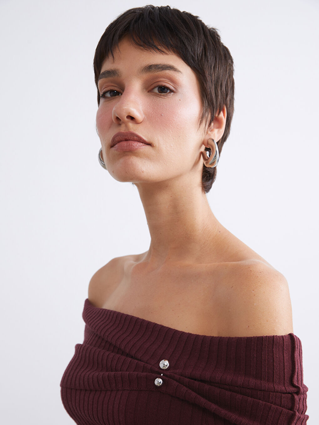 Slash Neck Women's Knitwear Sweater-2