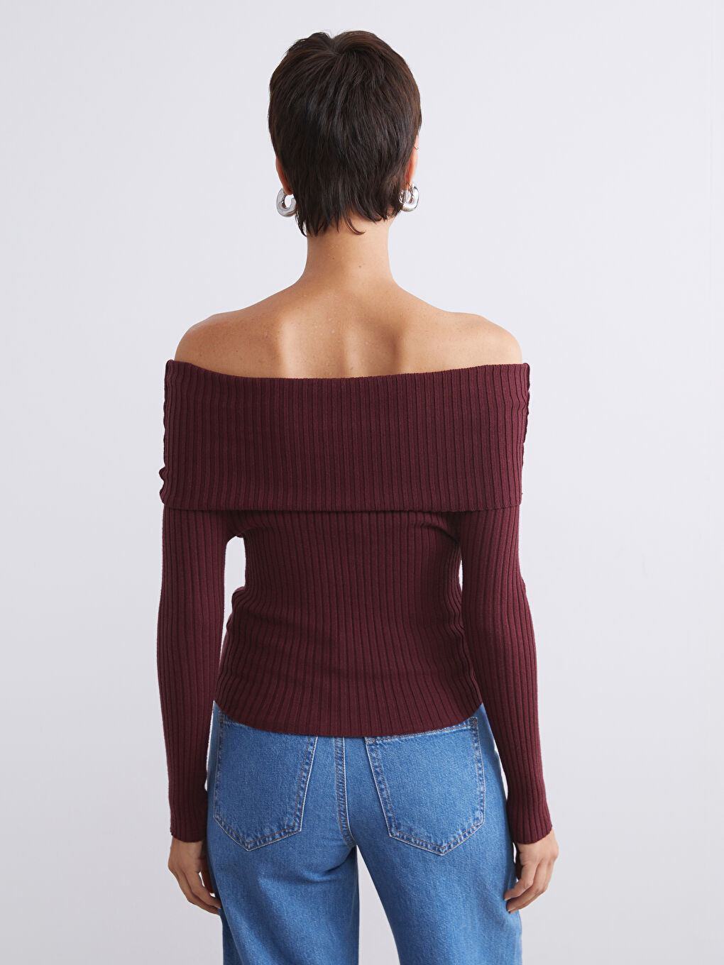 Slash Neck Women's Knitwear Sweater-3