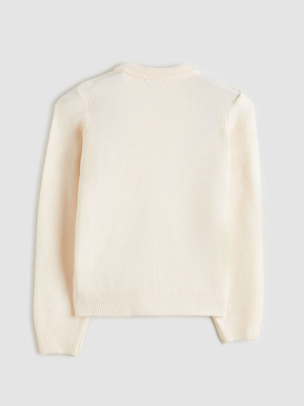 Ekru Bisiklet Yaka Taşlı Kadın Triko Hırka-5