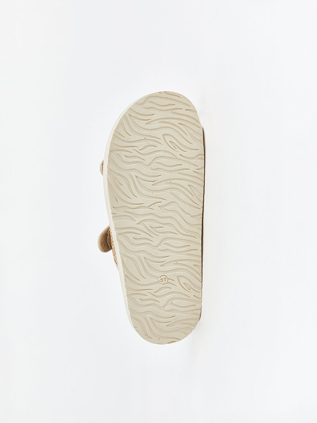 Bej Çift Bantlı Cırt Cırtlı Kadın Terlik-3