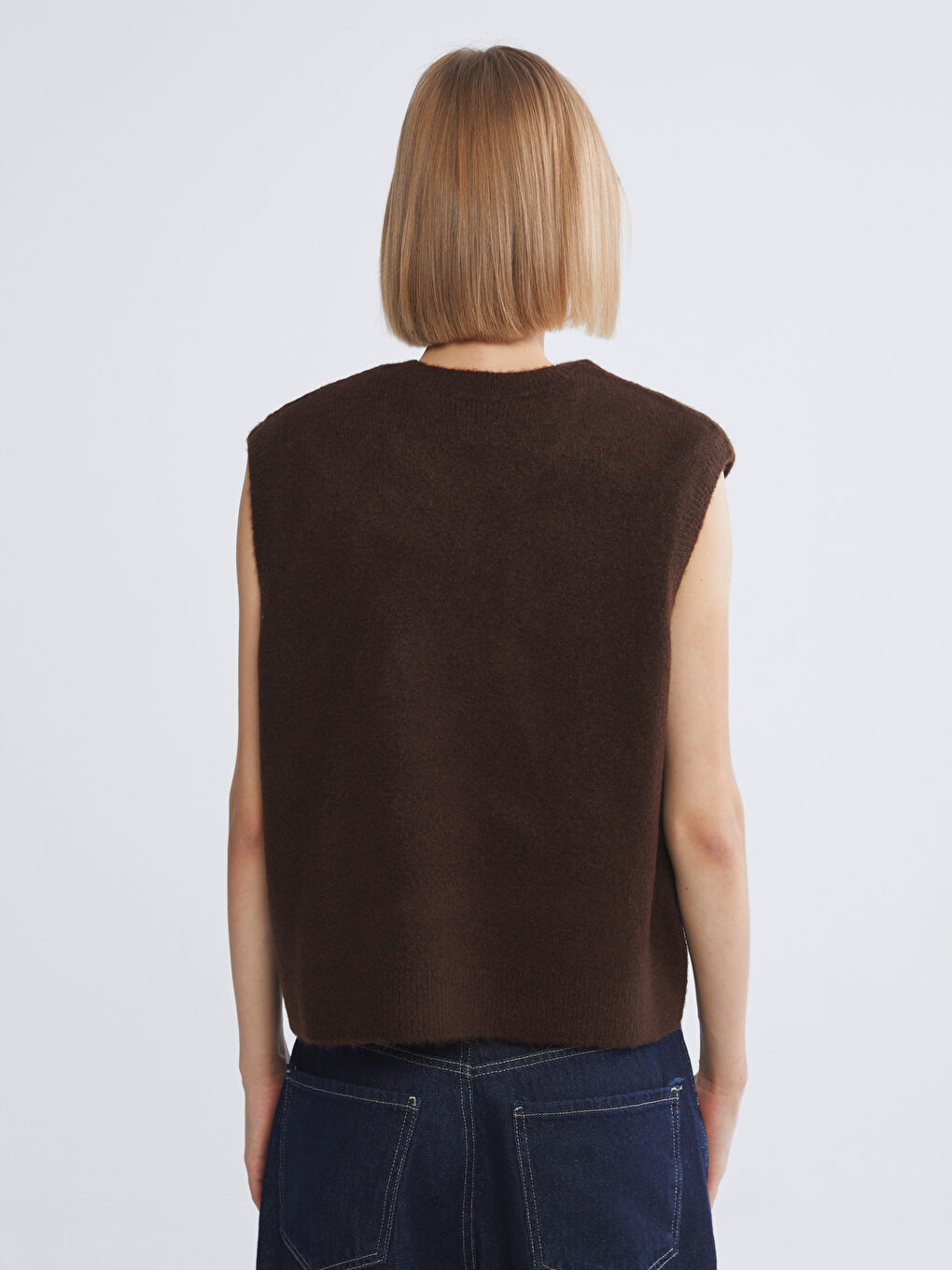 Kahverengi Bisiklet Yaka Köpek Baskılı Kadın Triko Süveter-3