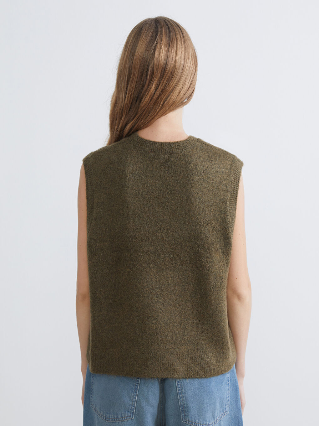 Haki Bisiklet Yaka Köpek Baskılı Kadın Triko Süveter-3