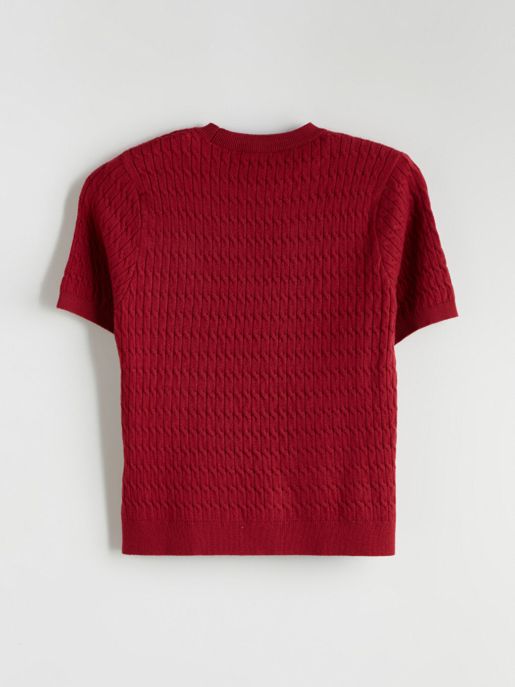 Bordo Bisiklet Yaka Kendinden Desenli Kadın Triko Kazak-5