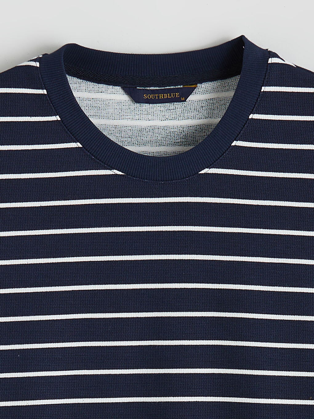 Lacivert Bisiklet Yaka Çizgili Erkek Sweatshirt-5