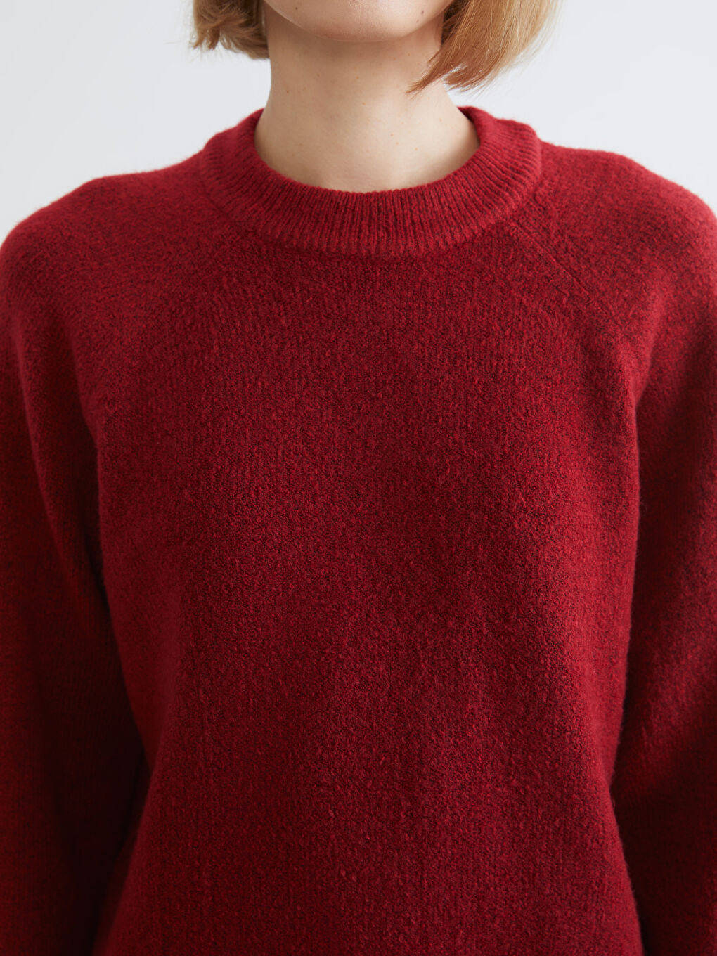 Kırmızı Bisiklet Yaka Kadın Triko Kazak-2