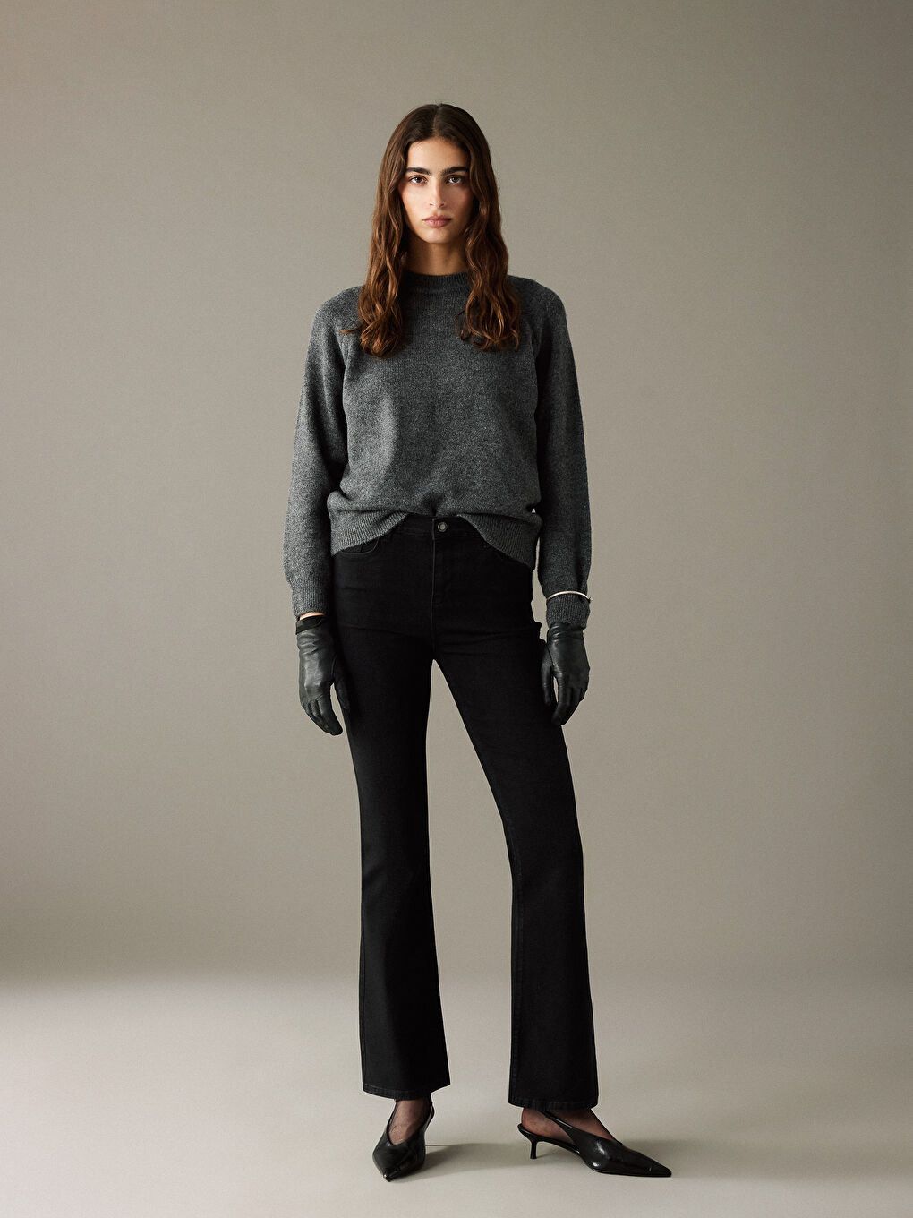 Pulover Tricotat pentru Femei, cu Guler Rotund-2