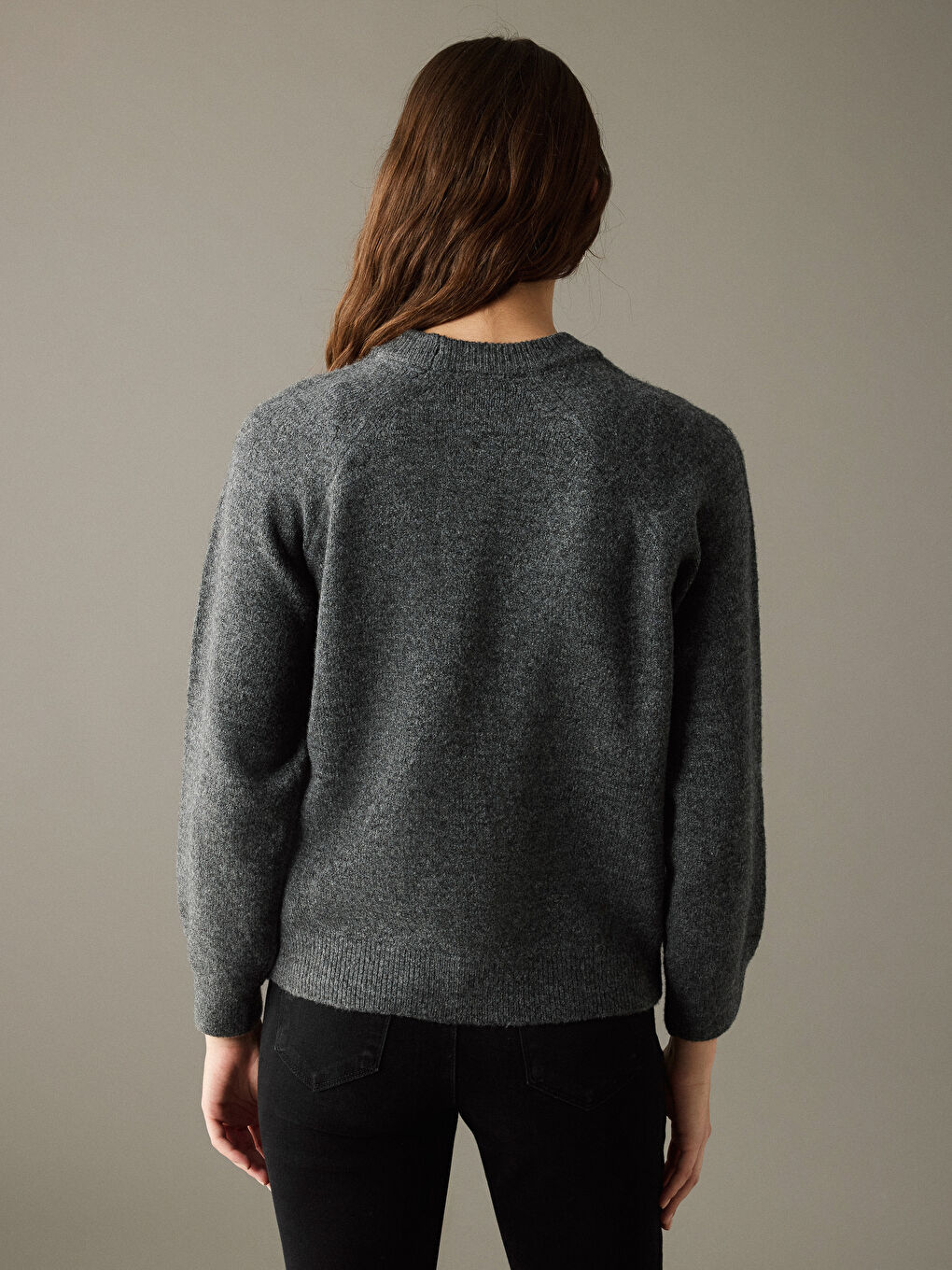 Pulover Tricotat pentru Femei, cu Guler Rotund-5