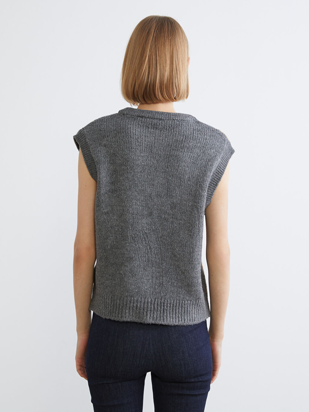 Woman GREY Sweater Vest-3