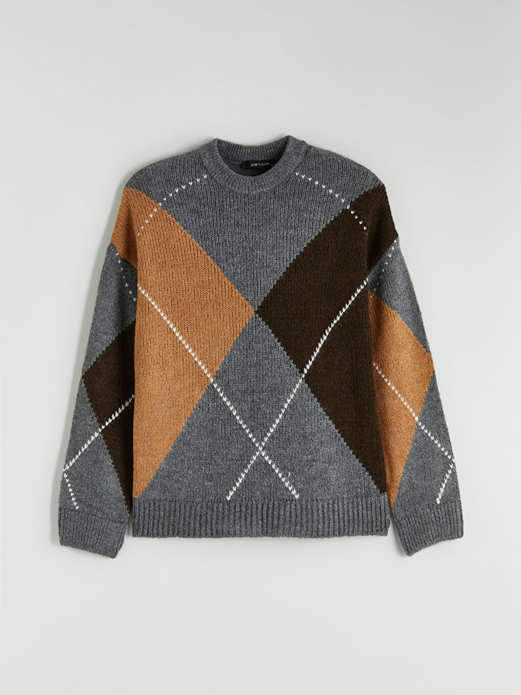 Argyle Pattern Women's Knit Sweater-4