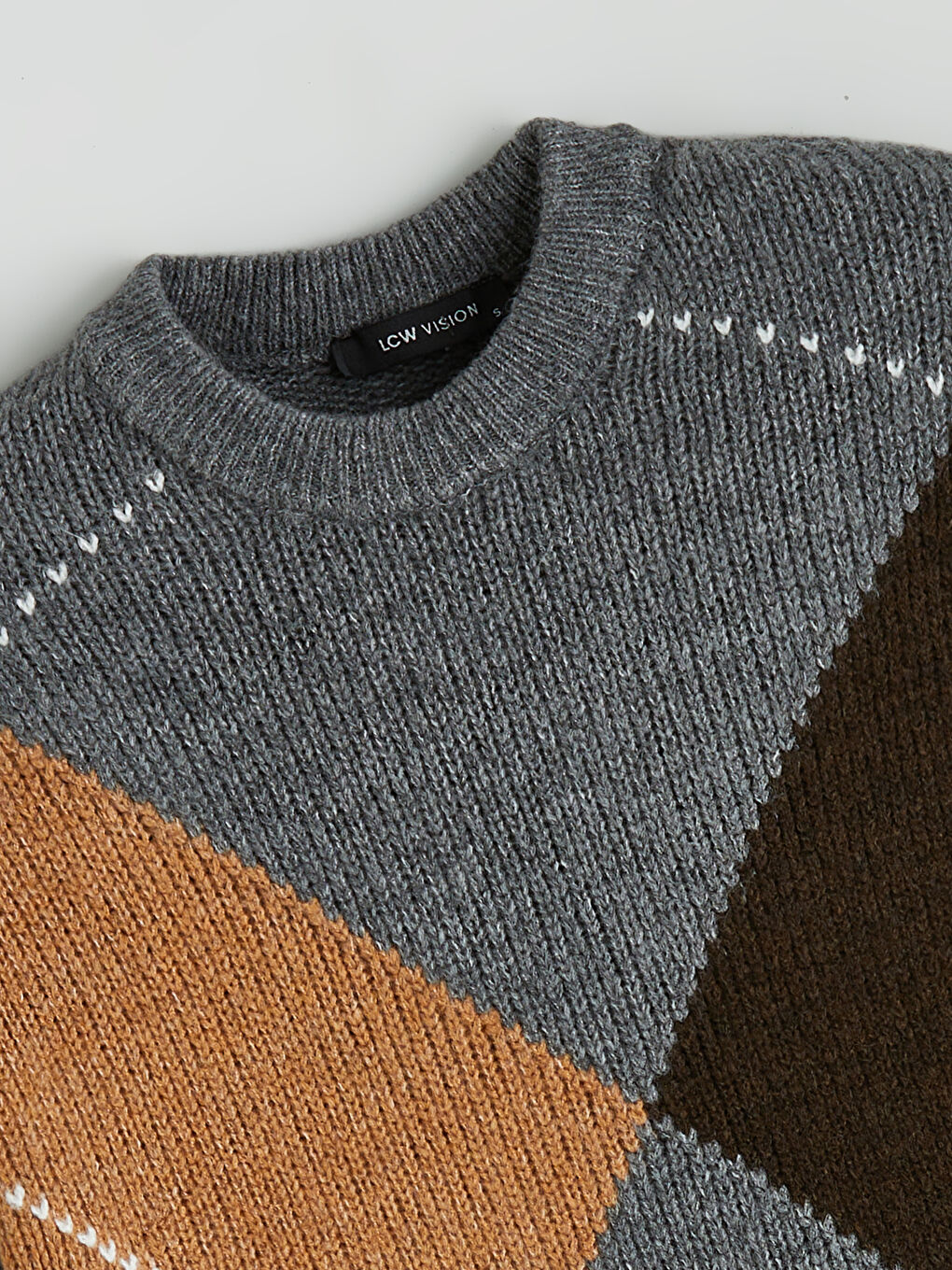 Argyle Pattern Women's Knit Sweater-5